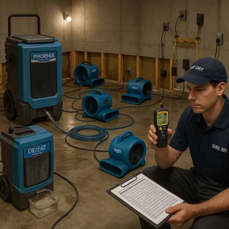 Structural Drying and Dehumidification process in Williston, SC